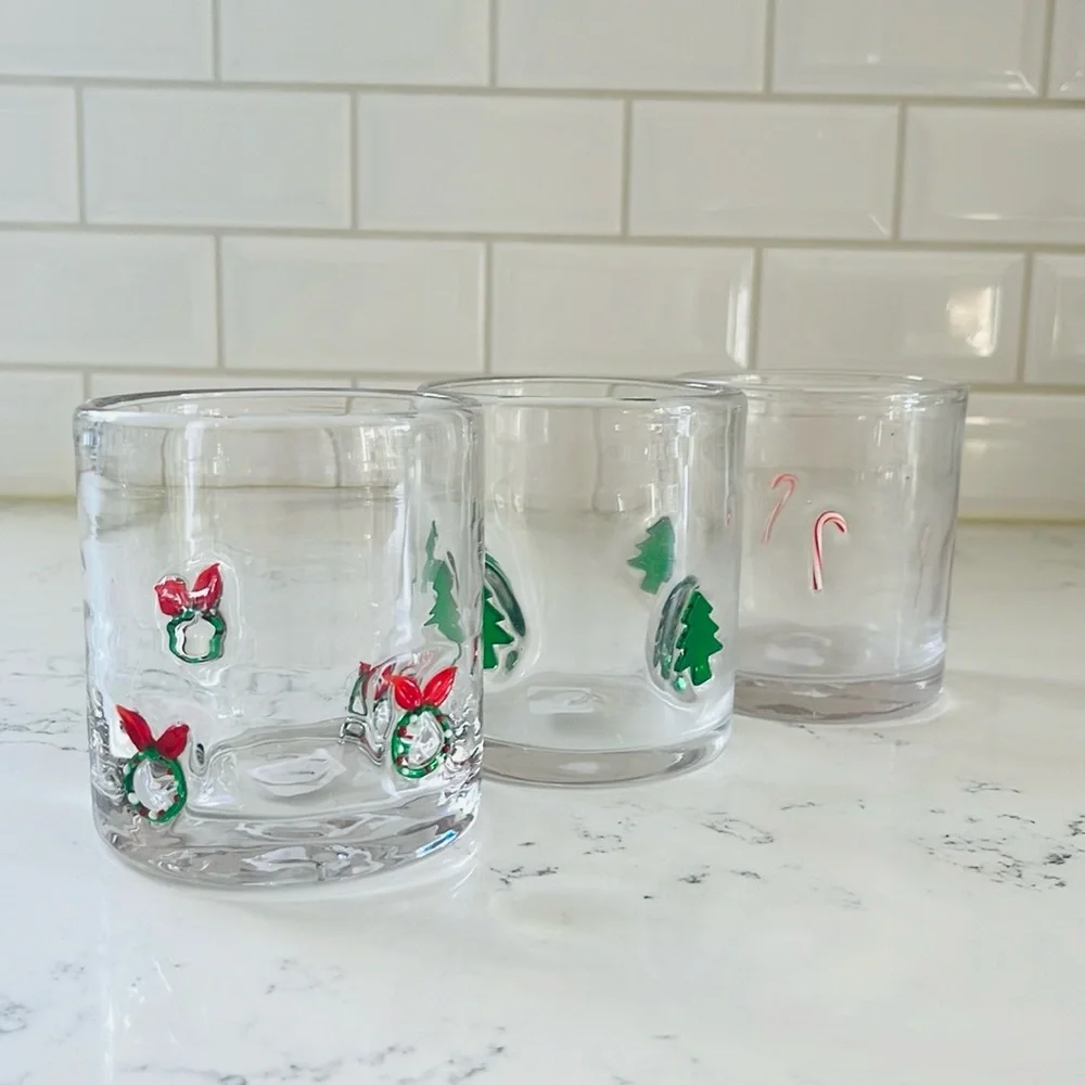 Crate&Barrel Wreath Icon Double Old-Fashioned Glasses